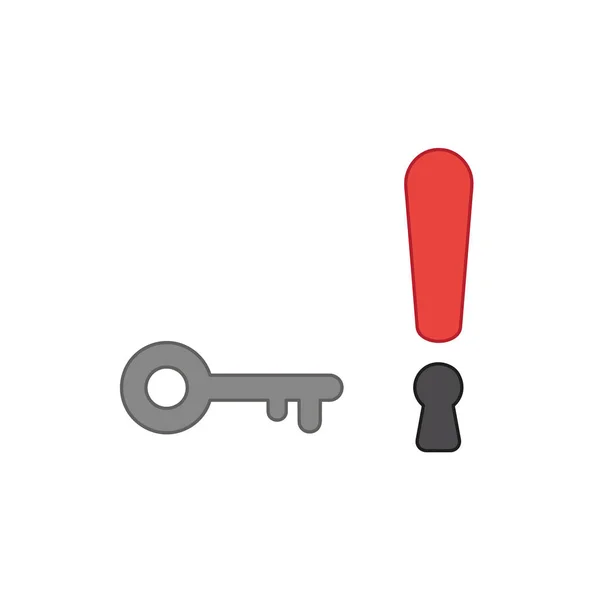 Conceito de ícone vetorial de ponto de exclamação com fechadura e chave . — Vetor de Stock