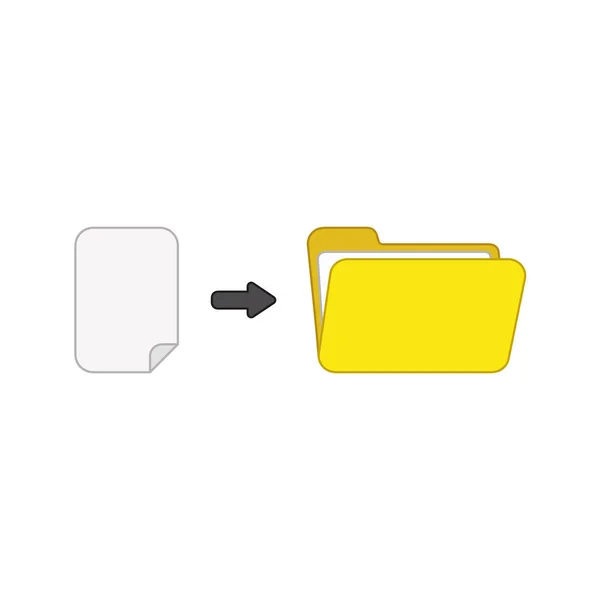 Vector icon concept of blank paper into open folder. — Stock Vector