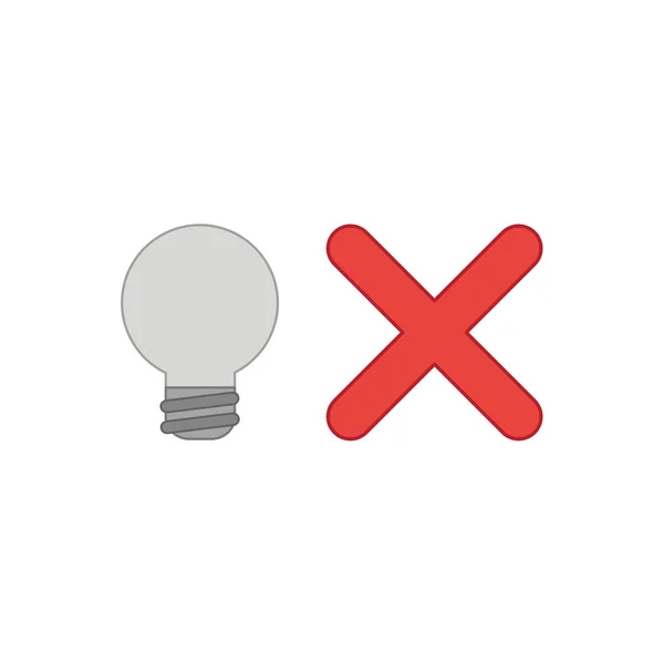 Vector icon concept of light bulb with x mark. — Stock Vector