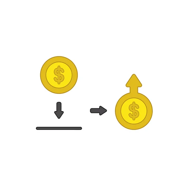 Vector icon concept of saving dollar money coin into moneybox an — Stock Vector