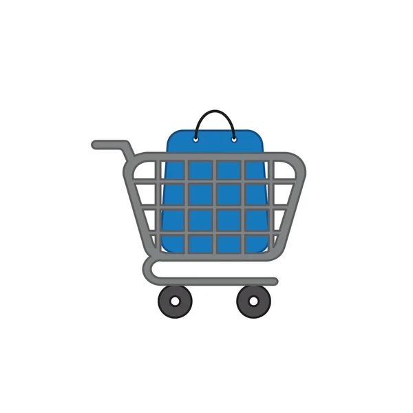 Vector icon concept of shopping bag inside shopping cart. — Stock Vector
