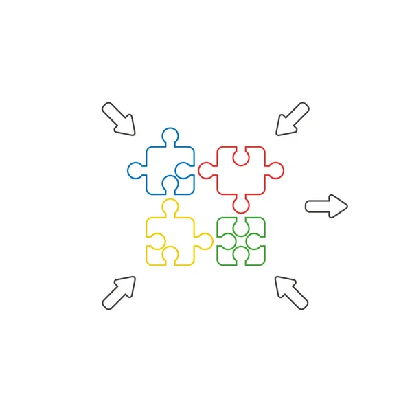A puzzle darabkái összekapcsolásával vektorikon fogalma. — Stock Vector