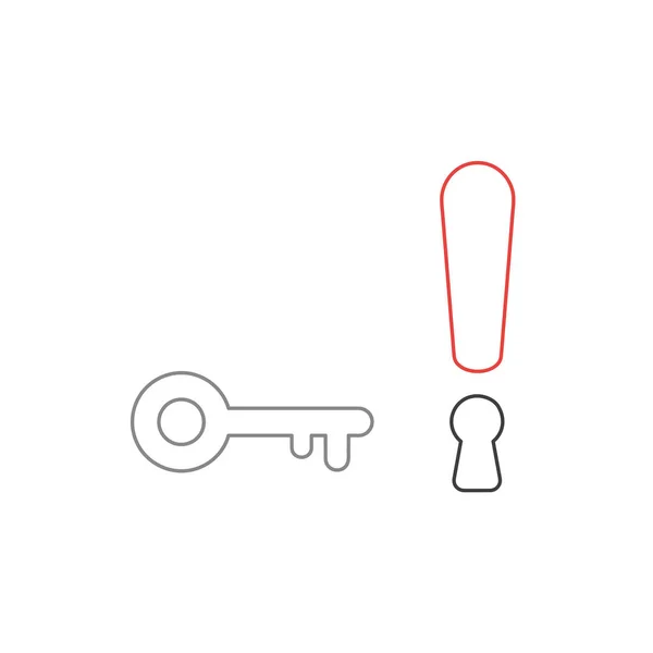 Icono vectorial concepto de signo de exclamación con cerradura y llave . — Vector de stock