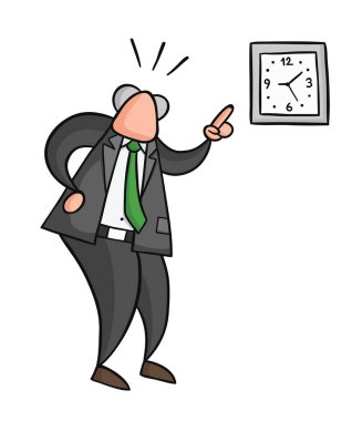 Patron kızgın ve tim gösteren elle çizilmiş vektör illüstrasyon