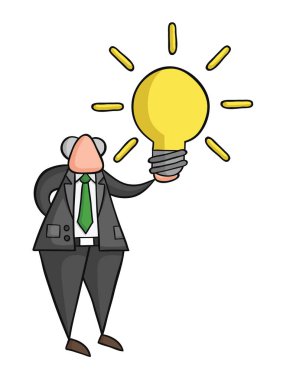 Parlayan ışık bul tutan patron el çizilmiş vektör illüstrasyon