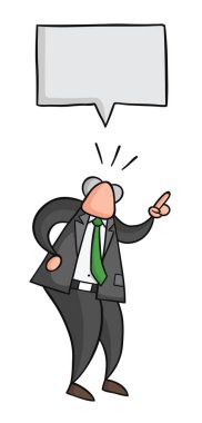 Patron kızgın ve konuşma elle çizilmiş vektör illüstrasyon. 