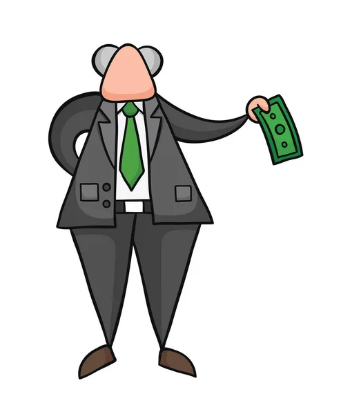 Hand-drawn vector illustration of boss giving money. — Stock Vector