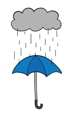 Vector el-çizilen Illustration yağmur ve açıldı