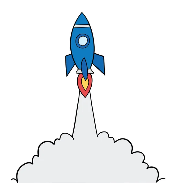 Vektorově kreslené ilustrace rakety letí. — Stockový vektor
