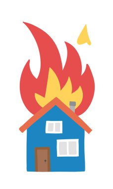 Vektör el-çizilmiş ev ateşi, Müstakil Ev Illustration 