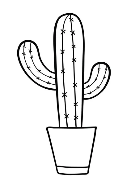Illustration vectorielle dessinée à la main de cactus en pot de fleurs . — Image vectorielle
