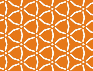 Dikişsiz geometrik desen. Beyaz çizgiler, turuncu arka plan.