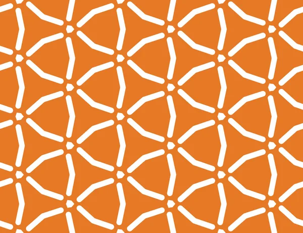 ベクトルシームレスな幾何学模様。白い線、オレンジのバックグローン — ストックベクタ