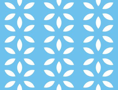 Vektör dikişsiz geometrik desen. Beyaz çiçekler, mavi backgroun