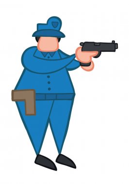 Vektör illüstrasyon polis silah işaret. Elle çizilmiş. 