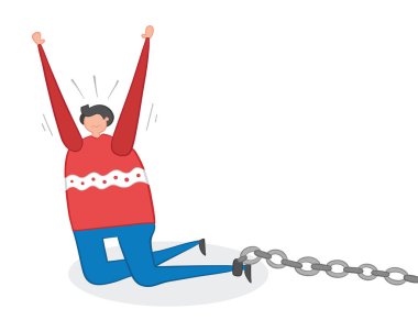 Vektör illüstrasyon adam zincirli. Elle çizilmiş. 