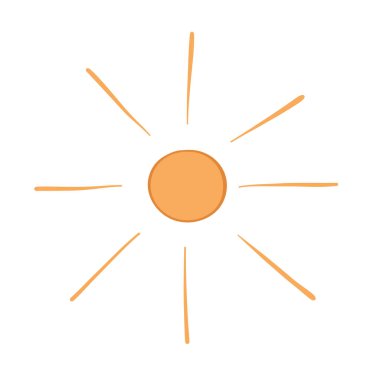 Vektör illüstrasyon güneş, güneş ışığı. Elle çizilmiş. 