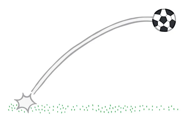 Pallone da calcio con illustrazione vettoriale, tiro. Disegnato a mano . — Vettoriale Stock