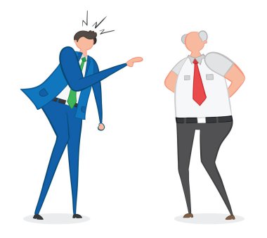 Vektör illüstrasyon kızgın işadamı ve patron. Elle çizilmiş. 