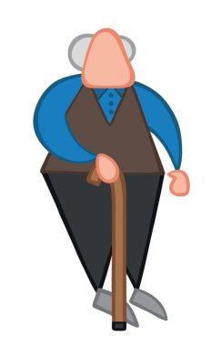 Vektör illüstrasyon yaşlı adam baston ile ayakta. El dr