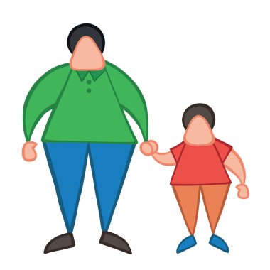 Vektör illüstrasyon baba ve oğul. Elle çizilmiş. 