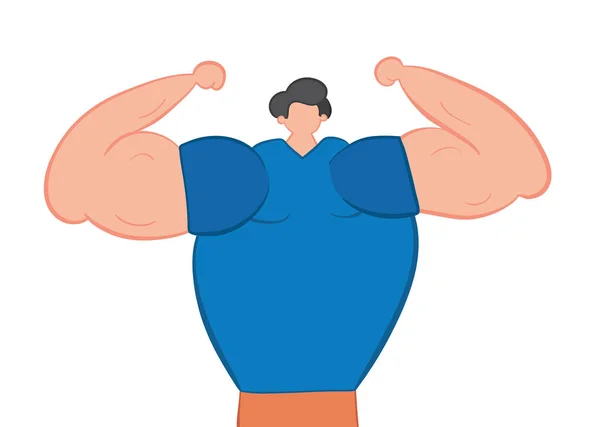 ベクトルイラスト筋肉男は腕の筋肉を示しています。ハンドドラ — ストックベクタ