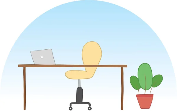 Vector illustration office space. Flowerpot, office chair, desk — Stock Vector