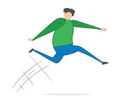 Vektör illüstrasyon adam atlama. Elle çizilmiş. 