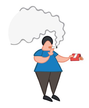 Vektör illüstrasyon adam sigara ve sigara tutarak 