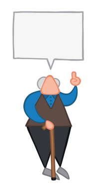 Vektör illüstrasyon yaşlı adam konuşuyor. Elle çizilmiş. 