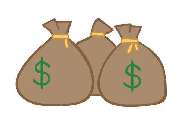 Ilustración vectorial sacos de dinero en dólares. Dibujado a mano . — Vector de stock