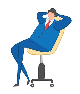 Vektör illüstrasyon ofis sandalyesinde oturan mutlu işadamı. H