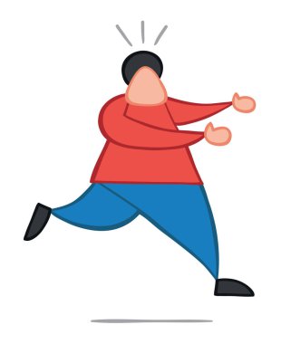 Vektör illüstrasyon adam kaçıyor. Elle çizilmiş. 