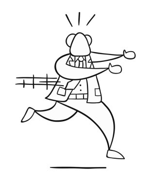 Patronun kaçarken elle çizilmiş vektör illüstrasyonu.