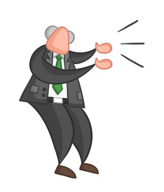 Patron kızgın ve bağırıyor elle çizilmiş vektör illüstrasyon.