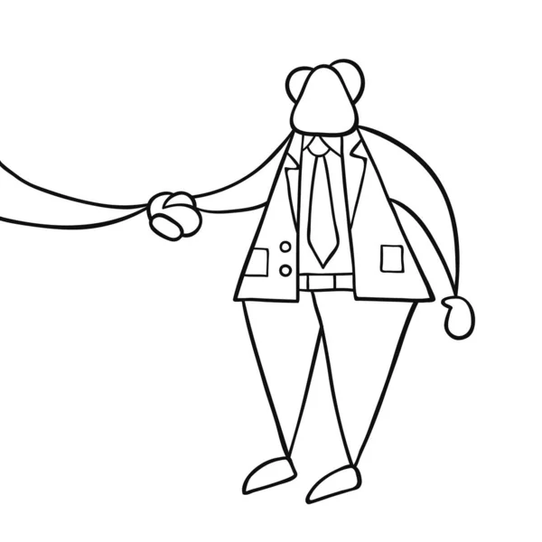 Illustrazione vettoriale disegnata a mano del capo che stringe la mano con busine — Vettoriale Stock