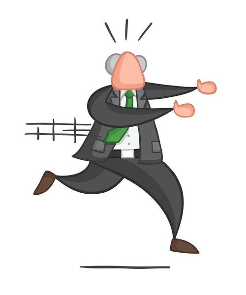 Hand-drawn vector illustration of boss running away. — Stock Vector