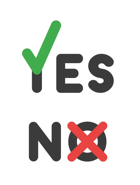 Σύνολο εικονιδίων διανύσματος με Ναι και όχι με σημάδι ελέγχου και x σημάδι. — Διανυσματικό Αρχείο
