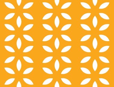 Vektörsüz geometrik desen. Beyaz çiçekler, turuncu sırtı