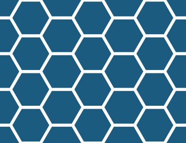 Vektörsüz geometrik desen. Biçimli beyaz altıgenler, mavi b