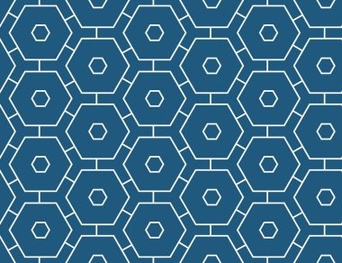 Vektörsüz geometrik desen. Şekilli beyaz altıgenler, çizgiler 