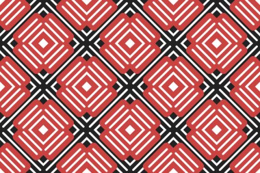 Vektörsüz geometrik desen. Beyaz çizgiler, kırmızı, siyah şekil