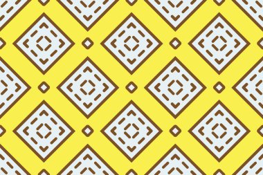 Vektörsüz geometrik desen. Beyaz ve kahverengi şekilli kare