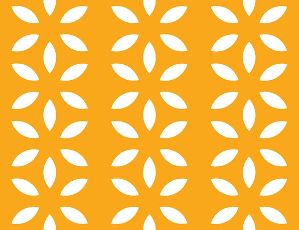 Vektorový bezproblémový geometrický vzorec. Bílé květy, oranžový backgro — Stockový vektor