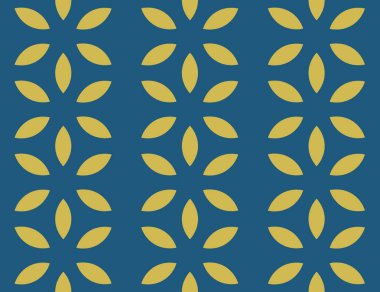 Vector seamless geometric pattern. Yellow flowers, blue backgrou
