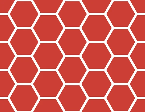 Vector seamless geometric pattern. Shaped white hexagons, red ba — Stockový vektor