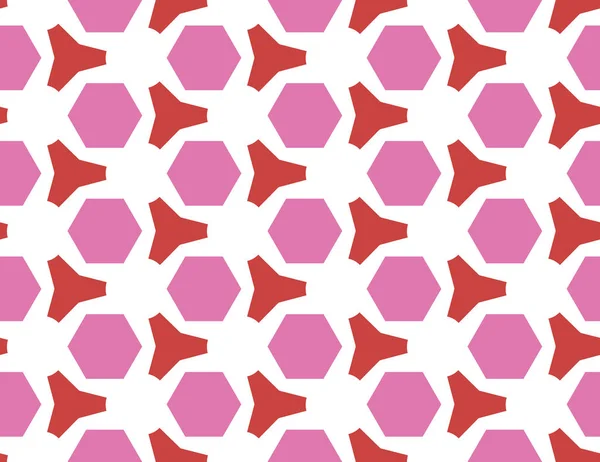 Padrão geométrico sem costura vetorial. Em vermelho, cor-de-rosa no branco —  Vetores de Stock