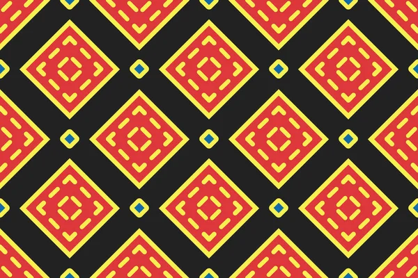Patrón geométrico sin costura vectorial. Amarillo en forma, rojo, azul squa — Archivo Imágenes Vectoriales