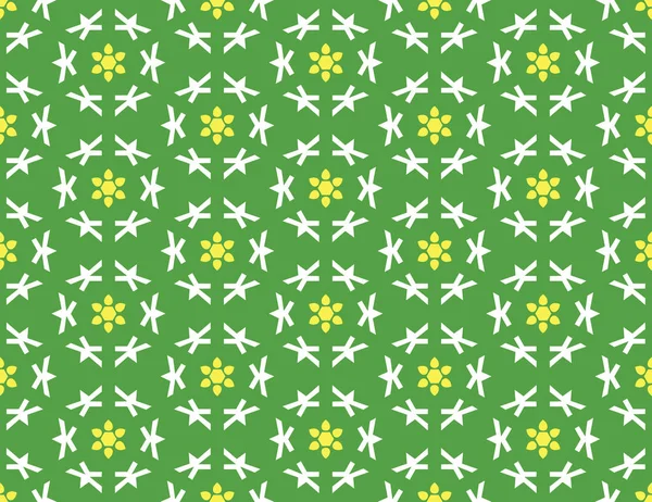 Vector seamless geometric pattern. Shaped yellow and white flowe — 스톡 벡터