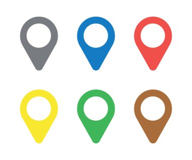 Harita işaretçilerinin vektör simgesi kümesi. 